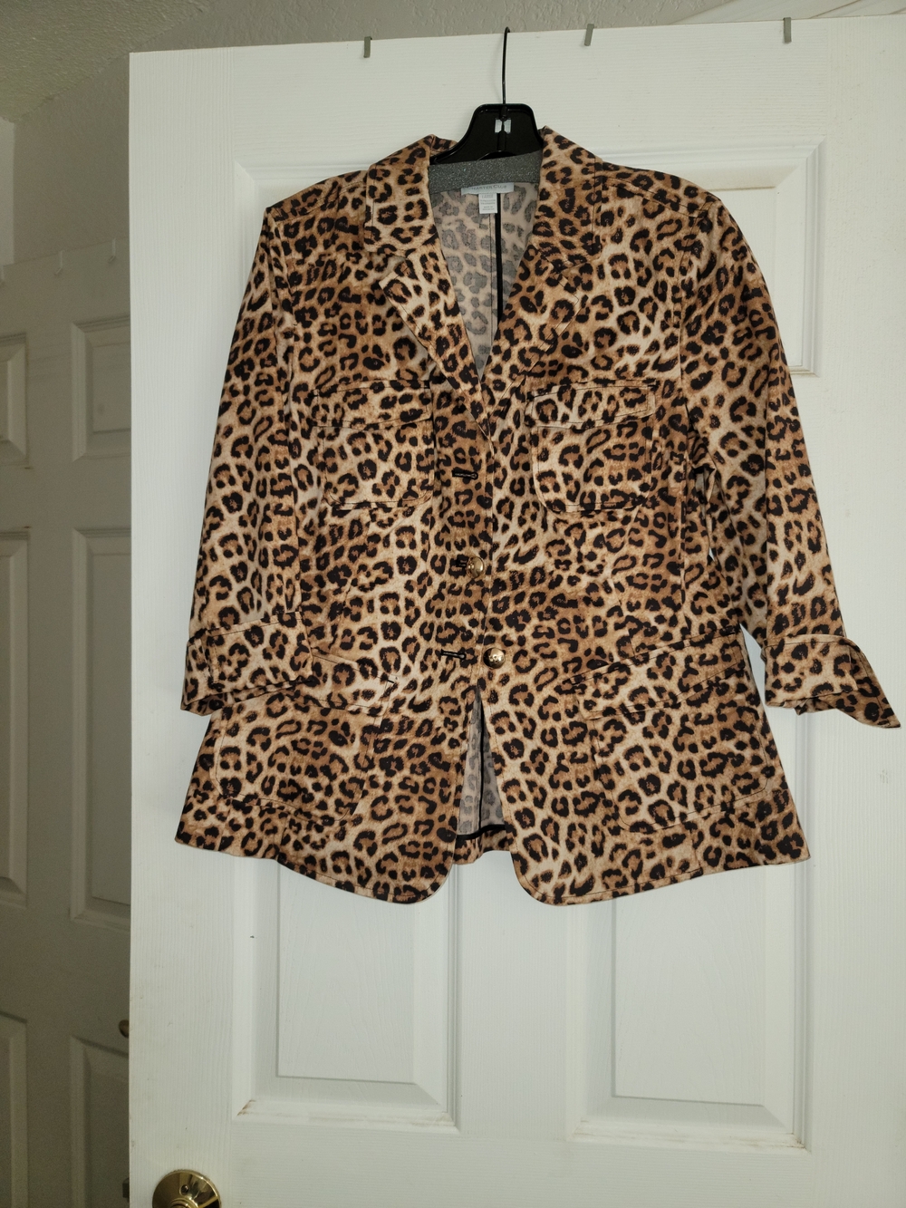 Charter Club Leopard Print Blazer Jacket in Tan and Brown